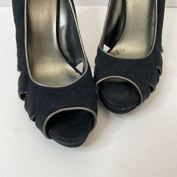 Fioni | Black| Suede| Peep Toe| Heel| 7 1/2 woman’s - Picture 4 of 12